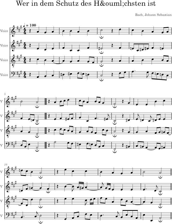 Wer in dem Schutz des Höchsten ist, BWV 339 - Bach — first page preview