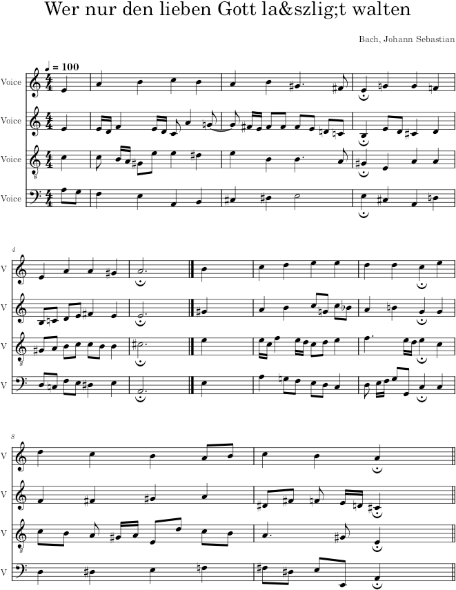 Wer nur den lieben Gott laßt walten, BWV 179/6 - Bach — first page preview