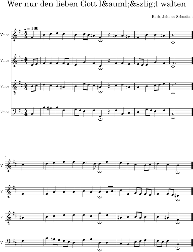 Wer nur den lieben Gott läßt walten, BWV 197/10 - Bach — first page preview