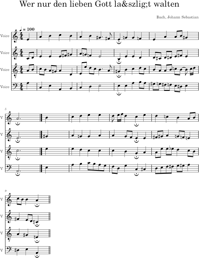 Wer nur den lieben Gott laßt walten, BWV 434 - Bach — first page preview