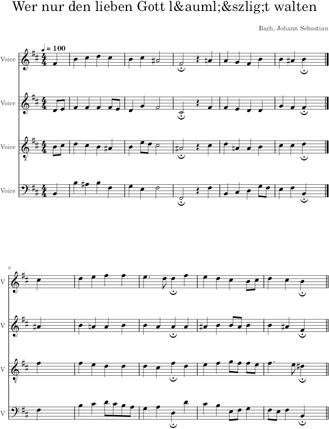 Wer nur den lieben Gott läßt walten, BWV 84/5 - Bach — first page preview
