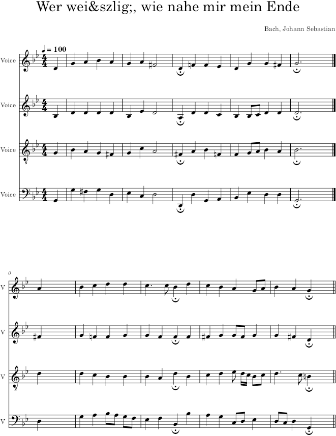 Wer weiß, wie nahe mir mein Ende, BWV 166/6 - Bach — first page preview