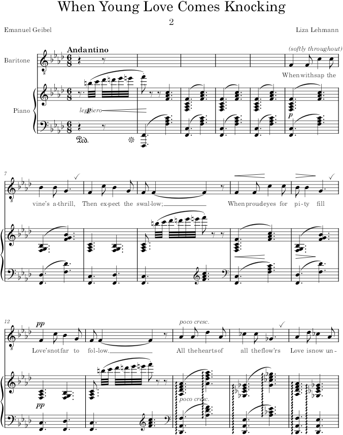 When Young Love Comes Knocking (Songs of Love and Spring) - Lehmann — first page preview