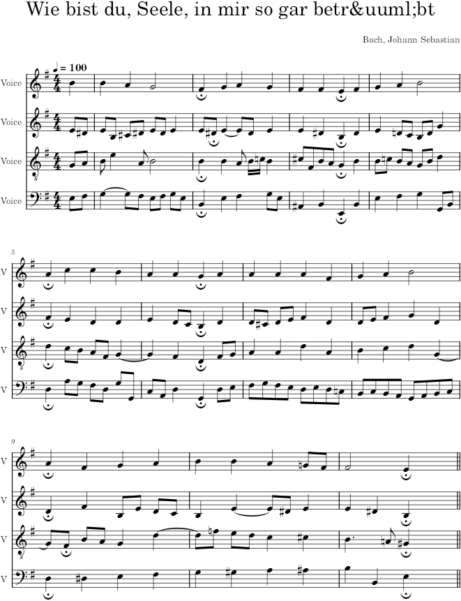 Wie bist du, Seele, in mir so gar betrübt, BWV 435 - Bach — first page preview