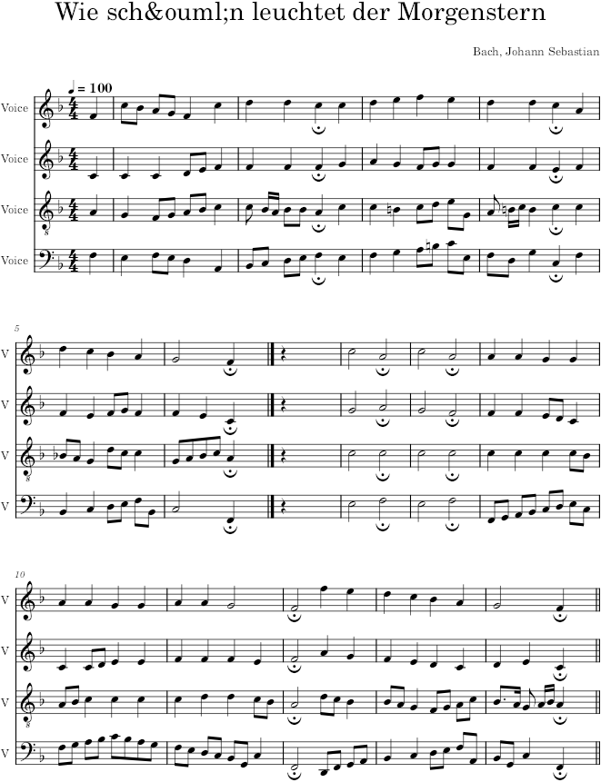 Wie schön leuchtet der Morgenstern, BWV 172/6 - Bach — first page preview