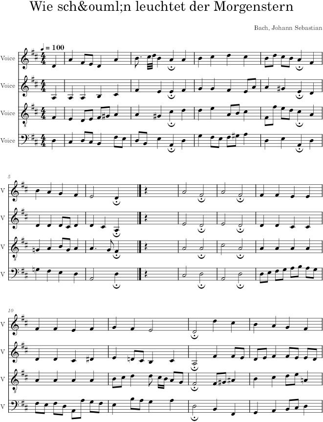 Wie schön leuchtet der Morgenstern, BWV 36(1) & 36(2)/4 - Bach — first page preview