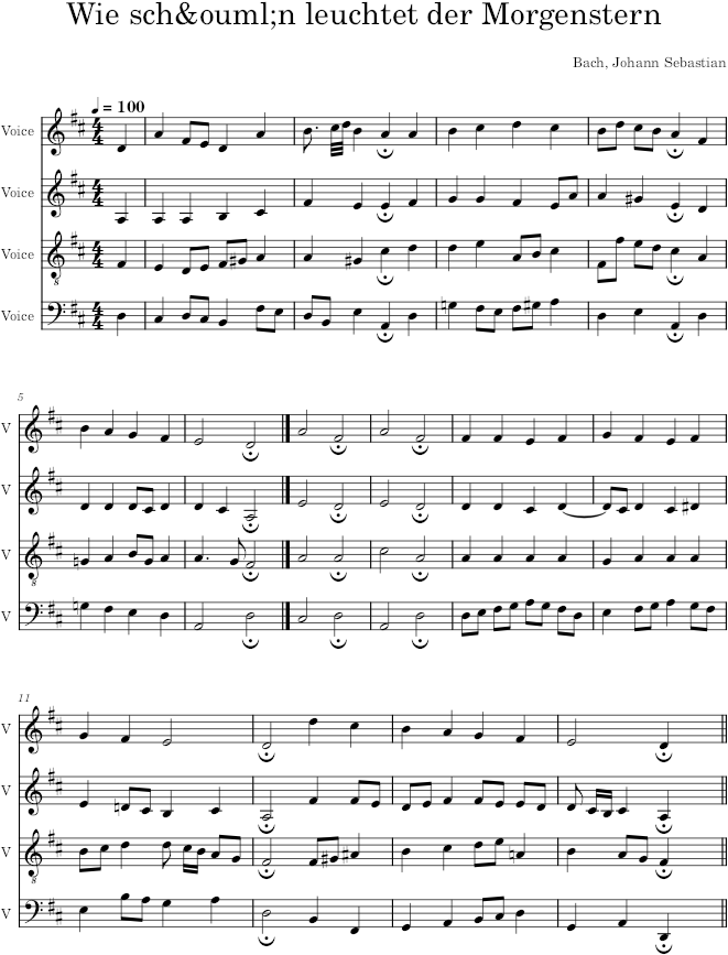 Wie schön leuchtet der Morgenstern, BWV 36(1)/5 & 36(2)/4 - Bach — first page preview
