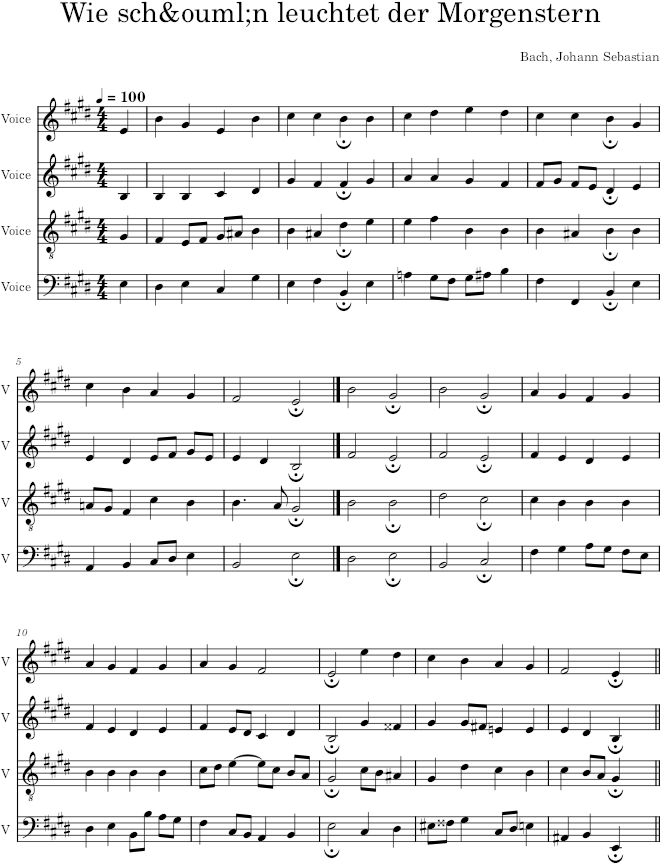 Wie schön leuchtet der Morgenstern, BWV 436 - Bach — first page preview