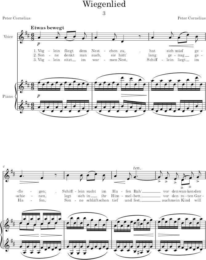 Wiegenlied (6 Lieder, Op.1) - Cornelius — first page preview