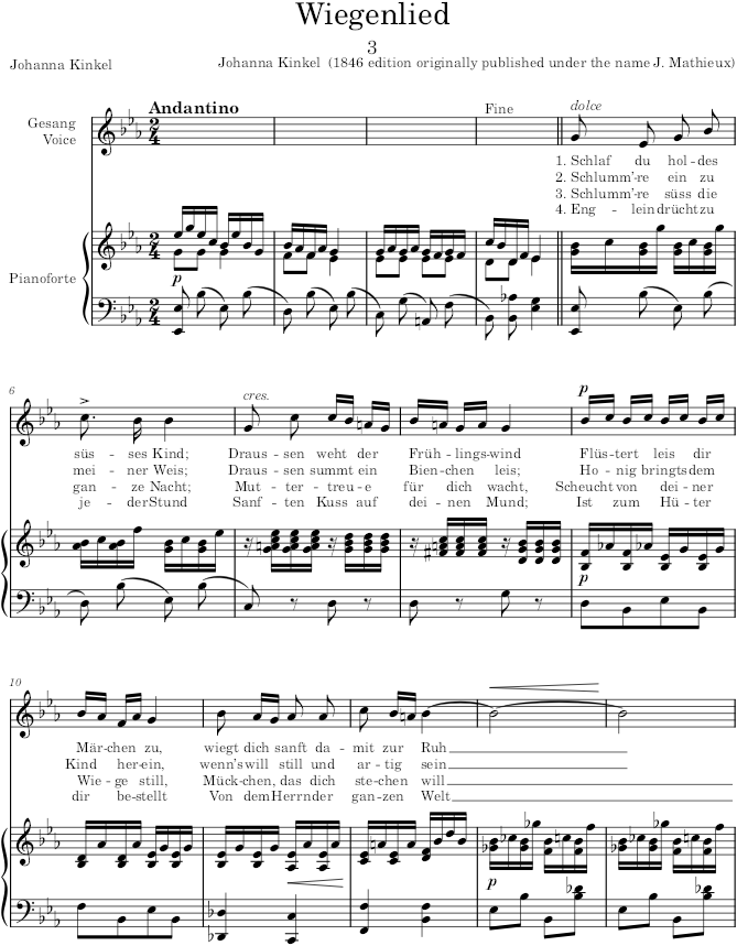 Wiegenlied (6 Lieder, Op.15) - Kinkel — first page preview