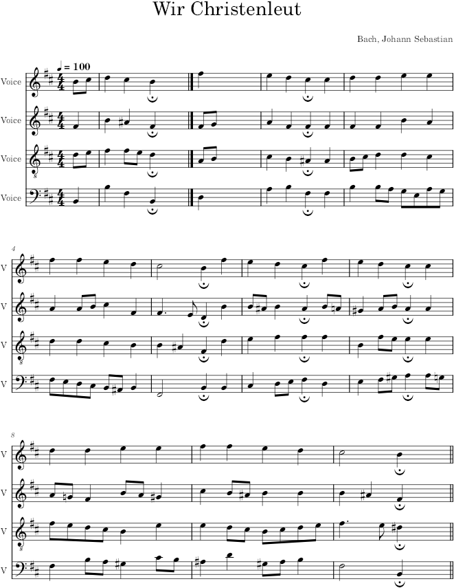 Wir Christenleut, BWV 110/7 - Bach — first page preview