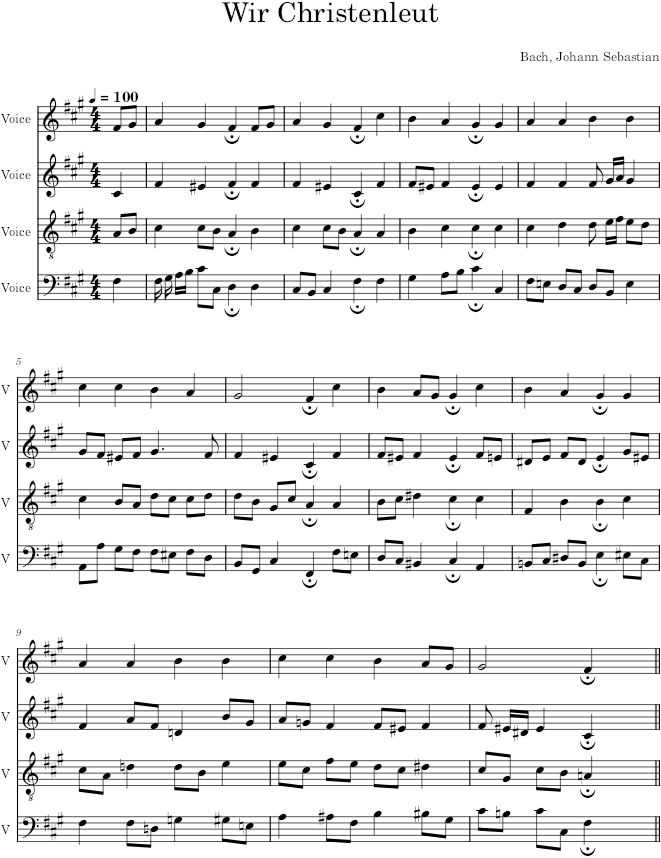 Wir Christenleut, BWV 248/35 - Bach — first page preview