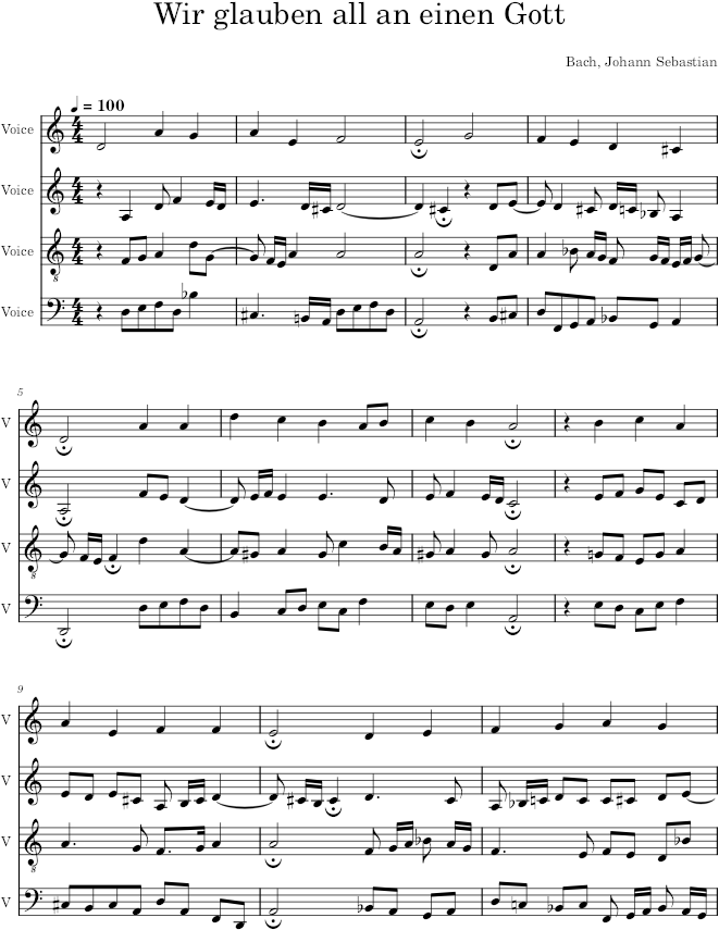 Wir glauben all an einen Gott, BWV 437 - Bach — first page preview
