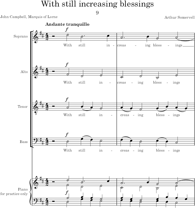 With still increasing blessings (Choral Songs in Honour of Her Majesty Queen Victoria) - Parratt — first page preview