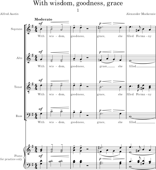 With wisdom, goodness, grace (Choral Songs in Honour of Her Majesty Queen Victoria) - Parratt — first page preview