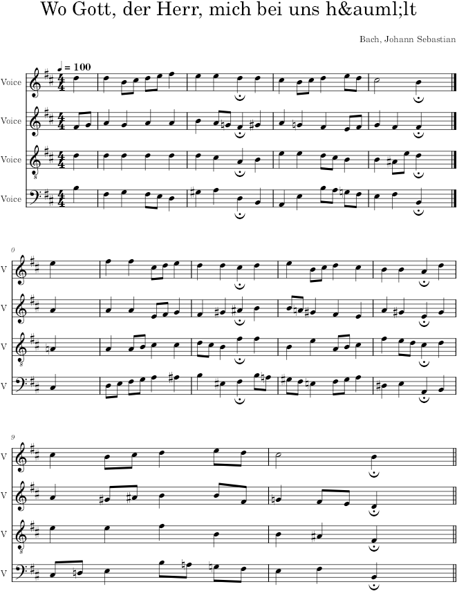 Wo Gott, der Herr, mich bei uns hält, BWV 258 - Bach — first page preview