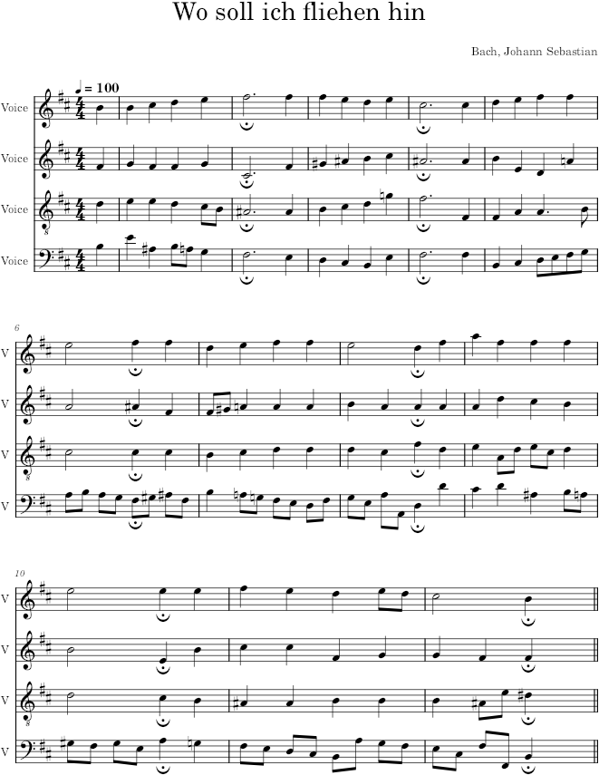 Wo soll ich fliehen hin, BWV 136/6 - Bach — first page preview