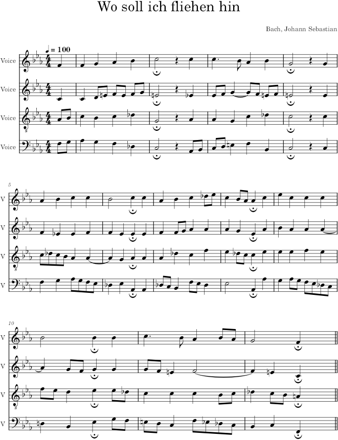 Wo soll ich fliehen hin, BWV 148/6 - Bach — first page preview