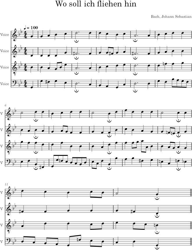 Wo soll ich fliehen hin, BWV 89/6 - Bach — first page preview