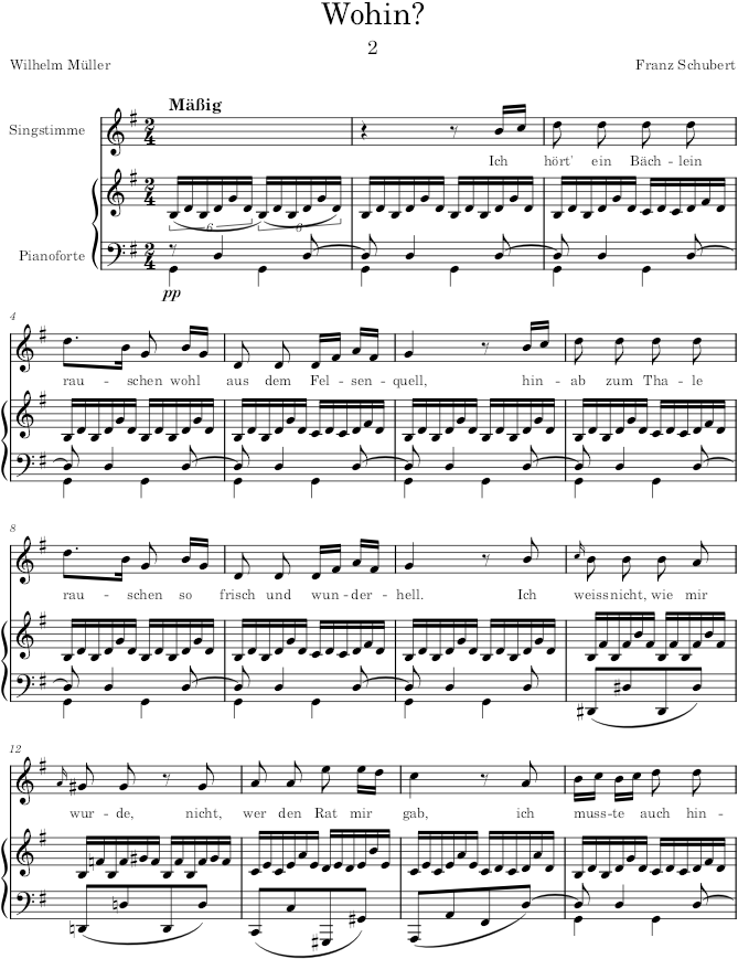 Wohin (Die schöne Müllerin, D.795) - Schubert — first page preview