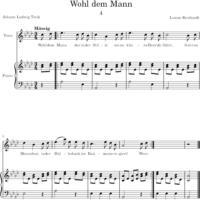Wohl dem Mann (12 Deutsche und Italiänische Romantische Gesänge) - Reichardt — first page preview
