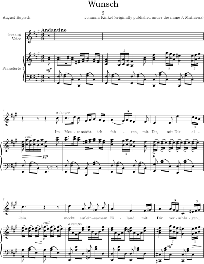 Wunsch (6 Lieder, Op.7) - Kinkel — first page preview