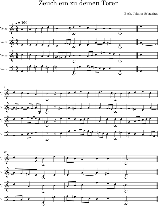 Zeuch ein zu deinen Toren, BWV 28/6 - Bach — first page preview